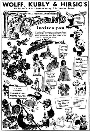 Wisconsin State Journal toy ads: 1940s